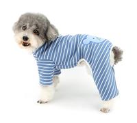 Zunea Striped Dog Pyjamas for Small Dogs Winter Warm Puppy Pajamas Jumpsuit with D-Ring Soft Warm Pullover Sleeping Clothes Cold Weather Pet Apparel Outfits for Chihuahua Yorkie Blue XS