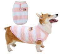 Zunea Striped Dog Sweaters Jumpers for Small Medium Dogs Corgi Warm Fleece Winter Jacket Coats with D-Ring Fuzzy Pullover Puppy Clothes Soft Warm Cold Weather Vest Pet Dachshund Apparel Pink M