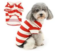Zunea Striped Dog T Shirts for Small Dogs Summer Puppy Tee Shirt Basic Clothes Soft Breathable Pet Girl Boy Sweatshirt Outfits Pullover Chihuahua Doggie Yorkie Apparel Red 3XL