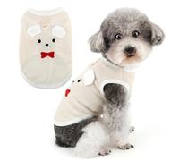 Zunea Summer Dog Waffle Knit Vest Shirts for Small Dogs Soft Breathable Puppy Tank Top with Cute Bear and D Ring, Sleeveless Pet Clothes for Chihuahua Yorkie, for Daily Wear and Walks Beige XS