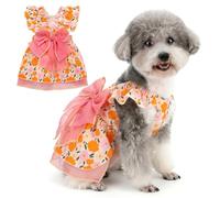 Zunea Summer Small Dog Dresses Cute Flowers Sleeveless Puppy Skirt with Bow Soft Breathable Princess Dress Holiday Outfits for Chihuahua Yorkie Pink XS