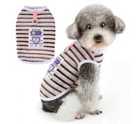 Zunea Summer Small Dog Shirts with Leash Ring Breathable Mesh Vest Tee Shirt Fashion Striped Sleeveless Basic Puppy Clothes Chihuahua Yorkie Pet Apparel Pink XXL