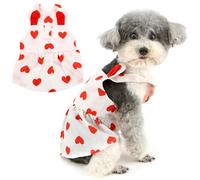 Zunea Sweet Love Print Dog Dresses for Small Dogs Summer Puppy Princess Dress with Leash Ring Soft Breathable Vest Skirt Pullover Female Pet Clothes for Doggie Chihuahua Red XS