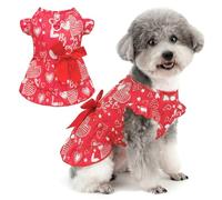 Zunea Valentine Dog Dresses for Small Dogs Heart Print Puppy Dress with Cute Bow and D Ring Soft Lightweight Pet Clothes Chihuahua Yorkie Skirt for Daily Wear, Photos Red S