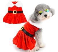 Zunea Velvet Christmas Dog Dresses for Small Dogs Cats Santa Claus Puppy Girl Xmas Dress Female Dog Skirt Winter New Year Clothes Outfit Cute Holiday Apparel Costumes for Chihuahua Yorkie (Belt, S)