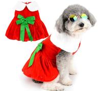 Zunea Velvet Christmas Dog Dresses for Small Dogs Cats Santa Claus Puppy Girl Xmas Dress with Bow Knot Female Dog Skirt Winter New Year Clothes Outfit Cute Holiday Costumes Chihuahua Yorkie Apparel XL