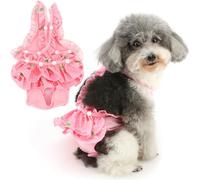 Zunea Washable Female Small Dog Nappies for XS/S Size Dogs Adjustable Suspender Reusable Puppy Sanitary Diaper Skirt Cute Diapers Pantie for Doggy Chihuahua Yorkie in Heat Pink S