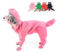 Zunea Waterproof Dog Raincoat with Legs for Small Dogs Puppy Hooded Rain Poncho Jumpsuit with Rain Boots Four-legged Slicker Rainwear with Hood Pet Rain Coat Rain Jacket Rain Gear Pink M