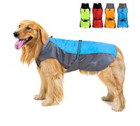 Zunea Waterproof Dog Raincoats for Medium Large Dogs Lightweight Reflective Jacket Safty Coat Windproof Mesh Lined Vest Clothes Outdoor Hunting Hiking Apparel for Wet Days Blue 7XL