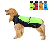 Zunea Waterproof Dog Raincoats for Medium Large Dogs Lightweight Reflective Jacket Safty Coat Windproof Mesh Lined Vest Clothes Outdoor Hunting Hiking Apparel for Wet Days Green 7XL