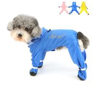 Zunea Waterproof Dog Raincoats with Boots for Small Dogs Reflective Puppy Dog Raincoat with Hood and D-Ring XS/S Size Full Cover Pet Rain Poncho Slicker Chihuahua Doggie Rainwear Clothes Blue M