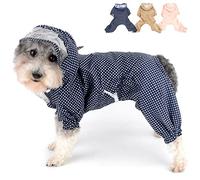 Zunea Waterproof Dog Raincoats with Hood for Small Dogs Puppy Rain Coat with Harness Hole Adjustable Rain Jacket Slicker Poncho with Legs Polka Dot Lightweight Pet Raining Jumpsuit Blue S