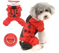 Zunea Waterproof Dog Raincoats with Hood for Small Dogs Puppy Rainwear with D-Ring Funny Ladybug Four Legs Slicker Costume Pet Rain Gear/Suit Mesh Lined Hooded Pet Raincoat Jumpsuit Red XS