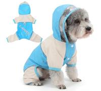 Zunea Waterproof Dog Raincoats with Hood Stylish Color Block Puppy Rain Jacket with D-Ring & Reflective Straps Lightweight Breathable Windproof Pet Rainwear for Small Dogs Chihuahua Blue S
