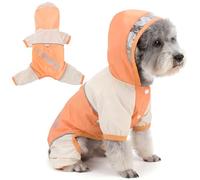 Zunea Waterproof Dog Raincoats with Hood Stylish Color Block Puppy Rain Jacket with D-Ring & Reflective Straps Lightweight Breathable Windproof Pet Rainwear for Small Dogs Chihuahua Orange L