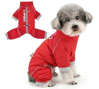 Zunea Waterproof Reflective Dog Raincoats Outdoor Jumpsuit with D-Ring for Small Dogs 4 Leg Zipper Puppy Clothes Lightweight Adjustable Waist Pet Overall Outfits for Chihuahua Yorkie Red M