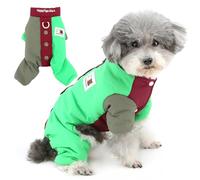 Zunea Windproof Dog Snowsuit for Small Dogs 4-Legged Winter Warm Fleece Lining Jumpsuit with Leash Ring Patchwork Full Body Puppy Clothes Cold Weather Overall Outfits for Chihuahua Yorkie Burgundy XXL