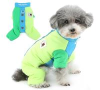 Zunea Windproof Dog Snowsuit for Small Dogs 4-Legged Winter Warm Fleece Lining Jumpsuit with Leash Ring Patchwork Full Body Puppy Clothes Cold Weather Overall Outfits for Chihuahua Yorkie Blue XXL
