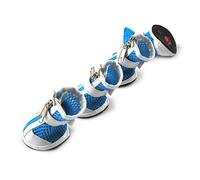 Zunea Zipper Breathable Mesh Small Pet Puppy Dog Summer Shoes Sandals Boots Booties Paw Protector Sneaker Hot Pavement Non-slip Stitching Blue L