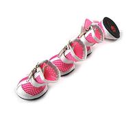 Zunea Zipper Breathable Mesh Small Pet Puppy Dog Summer Shoes Sandals Boots Booties Paw Protector Sneaker Hot Pavement Non-slip Stitching Pink M