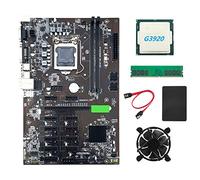 Zunedhys B250 BTC Mining Motherboard with G3920 or G3930 CPU+Fan+DDR4 4GB 2666MHZ RAM+128G SSD+SATA Cable LGA 1151 12XGraphics Card Slot