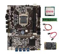 Zunedhys B75 BTC Mining Motherboard+G1610 CPU+DDR3 4GB 1600Mhz RAM+128G SSD+SATA Cable+Switch Cable LGA1155 8XPCIE to USB Board