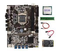 Zunedhys B75 BTC Mining Motherboard+G530 CPU+DDR3 4GB 1600Mhz RAM+128G SSD+SATA Cable+Switch Cable LGA1155 8XPCIE to USB Board