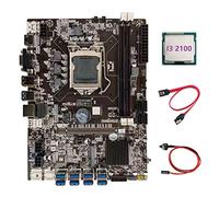 Zunedhys B75 BTC Mining Motherboard+I3 2100 CPU+SATA Cable+Switch Cable LGA1155 8XPCIE USB Adapter B75 USB BTC Motherboard