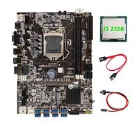 Zunedhys B75 BTC Mining Motherboard+I3 2120 CPU+SATA Cable+Switch Cable LGA1155 8XPCIE USB Adapter B75 USB BTC Motherboard