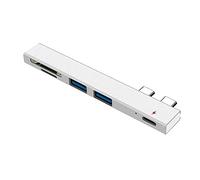 Zunedhys Double-Head Type-C 2.0 Hub Multi-Function Hub Sd/TF Card Reader Type C -In-One Expansion Dock Silver