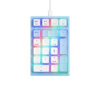 Zunedhys K10 Digital Mechanical Keyboard 21-Key Yellow Shaft Pudding Keycap RGB Backlit Front Transparent Bottom Shell Keyboard-A
