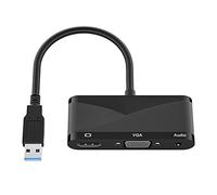 Zunedhys USB 3.0 to VGA 3.5 Audio -Compatible Adapter 3 In1 Docking Station HD 1080P Split Screen Converter Black