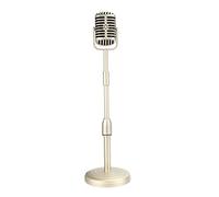 Zunedhys Vintage Desktop Microphone Prop Model with Adjustable Height, Classic Retro Style Microphone Stand Mic Prop,Gold
