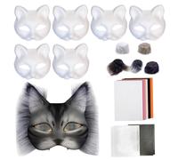 Zunetsutock Cat Mask Making Kit - Animal Making Kit, 18 x / Set of Arts Crafts Creative Funny - Animal Costume Accessory, Virgin Cat Mask Set for Masquerade,