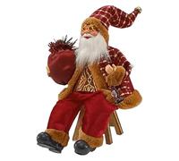Zunetsutock Christmas Decor Sitting Santa Claus - 13.8 Inch Plush Doll Ornaments - Seasonal Party Supplies Stage Decoration Plush Toy Home Decor, Red Wine Gold, Se référer au descriptif, Refer to