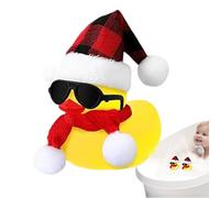 Zunetsutock Duck Car Ornament - Squeaky Floating Duck Toy with Sunglasses Scarf Hats, Fun Cute Collectible Decoration | for Home Kids Christmas Car Dashboard Party Bath Playroom Fun Ent