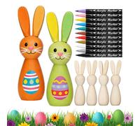 Zunetsutock Easter Wooden Rabbit Ornament - Blank Paintable Festival Decoration, DIY Holiday Craft Figure | Smooth Sanded Creative Kit for Teenagers Grownups Craft Lovers Art Instructors House