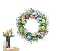 Zunetsutock Easter Wreath for Front Door | 35cm Artificial Flower Garland with Eggs - Spring Wreath for Door | for Living Room, Patio, Garden, Seasonal Summer Winter Use