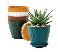 Zunetsutock Planter Pots - Set of 5 Gardening Containers with Saucer and Drainage, Stylish Flower Holders | Indoor Outdoor Porch Patio Window Garden Balcony Decoration for Cactus Pothos Plant Care