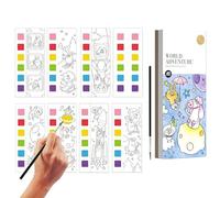 Zunetsutock Watercolour Colouring Books, Portable Children's Colouring Book for Painting & Drawing, Creative Learning Activities for 4-8 Years, Home, On the Go, Birthday