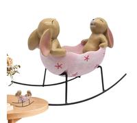 Zunetsutock Wooden Easter Bunny Statue - Handcrafted Figurine with Eco-Friendly Finish, Vintage Decoration | Ideal for Decorating Your Home, Create a Festive Atmosphere, Perfect for Easter and