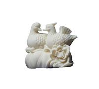 zunibo Feng Shui Mini Mandarin Ducks Figurine for couples,ivory fruit finished white Mandarin Ducks statue for home office decor,lovers gifts