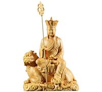 zunibo Ksitigarbha Bodhisattva Sitting on Tiger,Hand Carving Boxwood Buddha Statue For Home Office Decor,ward off evil spirits Buddha Figurines For Housewarming gift
