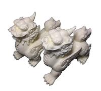 zunibo White Foo Dogs Statues|Pair Feng Shui Guardian Lion Statues Home Outdoor Asian Decor for Entrance,Best Housewarming Congratulatory Decor to Ward Off Evil Energy
