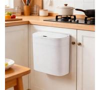 ZUNIK 14L Hanging Sensor Kitchen Bin Wall Mounted or Freestanding, Touchless Motion Sensor Trash Can with Lid, Odour Seal Bathroom & Counter Waste Bin