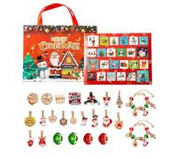 Zunishaone Christmas Calendar Countdown | Charm Pendant Bracelets Earrings - 24 Day Christmas Jewelry Set,for Halloween Seasonal Holiday Thanksgiving Valentines Teens Adults Kids