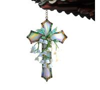 Zunishaone Cross Ornament for Home, 2D Acrylic Crucifix Lily Holiday Decor, Home Decor Ornaments, for Hallway Living Room Study Bedroom Office Restaurant Coffee Shop Window Mantel Holiday