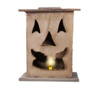 Zunishaone Halloween Lantern,Halloween Decorative Lantern - Wooden Table Centerpiece with Pumpkin Face Design for Garden Lawn Outdoor Pathway Front Porch Party Balcony Decoration