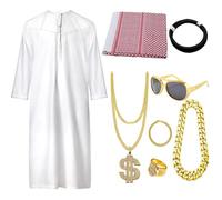 Zunishaone Sheik Outfit - Arabian Robe, Fancy Attire, Nomad Look | Head Wrap Costume Set for Festival, Bedouin Party Garment, Desert Dress for Teens, Adults, Women, Cultural Celebration Wear