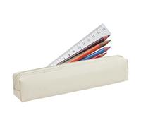 Zunishaone Small Pencil Feather Case-Pu Portite Zipper Bag, Elegant Cosmetic Pouch for Pens, Lipsticks and Small Things | Portable Money Exchange for School, Office and Travel, Beige, riferimento